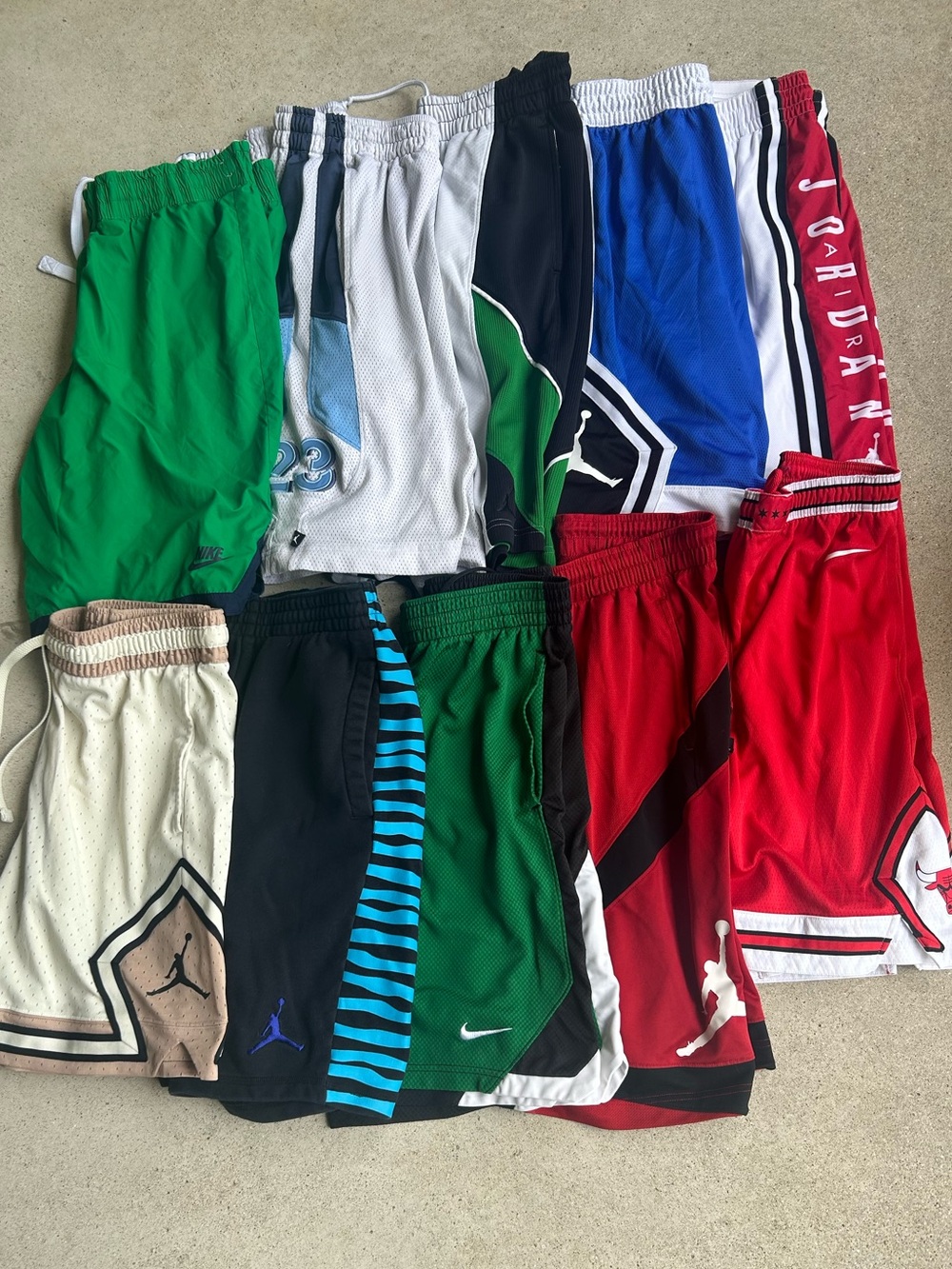 Jordan Men's Athletic Shorts Bundle - Green, White, Black, Blue, Red, Cream